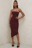 Sexy Off Shoulder Backless Pleated Midi Bodycon Dress  SUM3216A