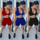 Yoga knitted jacquard sports solid color two-piece suit GLS8163