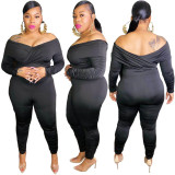 Sexy V-Neck Long Sleeves Skinny Plus Size Jumpsuit GL7002