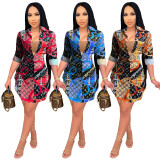 Fashion casual personality printed ladies shirt ML7400