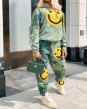 2020 autumn and winter new printing smiley face thick amber sports and leisure two-piece suit   A10
