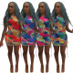 Sexy Womens dress with pleated print NK225