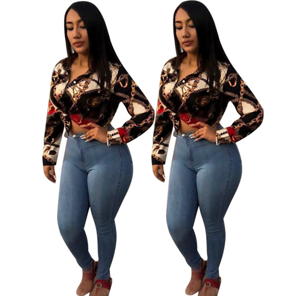 Fashion Printed Long Sleeves Mini Shirt YSF2350