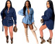 Fashion Denim Turn-Down Collar Long Sleeves Mini Dress  LA3242