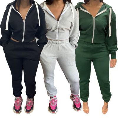 European and American fashion women's clothing stand-alone stand autumn and winter solid color hoodi