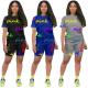 Urban casual fashion short printed Womens two-piece suit HH8962