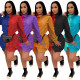 Fashion Contrast Zipper Long Sleeves Mini Dress ML7390