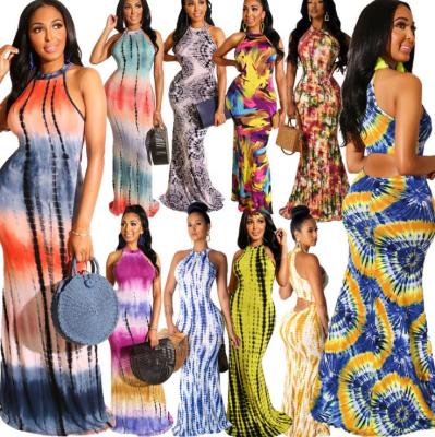 Womens dress tie-dye print sexy long dress OSS19297