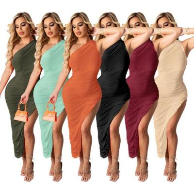 Casual one-shoulder nightclub skirt feminine dress FM2023