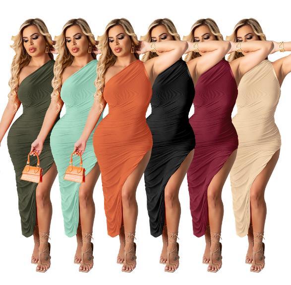 Casual one-shoulder nightclub skirt feminine dress FM2023