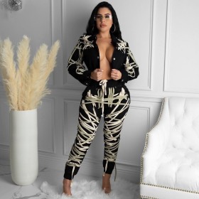 Fashion Strappy Button Long Sleeves Short Jacket BN7142