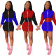 Fashion Contrast Stitching Long Sleeves Short Jacket Dress YY5216