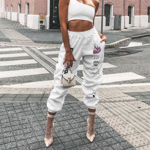 Casual Pattern Printed Drawstring Straight Long Pants P8049W09