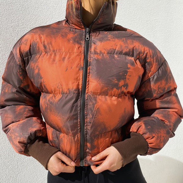 Winter Tie Dye Printed Zipper Long Sleeves Jacket SMT20463P