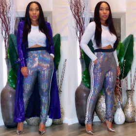 Fashion Side Striped Sequined Trousers MA6552