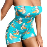 Fashion Print Sexy Wrapped Jumpsuit Shorts AW5840
