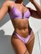 V-shaped bikini sexy solid color gathered swimsuit LG76578