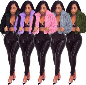 Faux fur fashion cardigan short jacket plush jacket ZSC0326