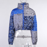 Winter Pattern Printed Zipper Long Sleeves Mini Jacket T1734491