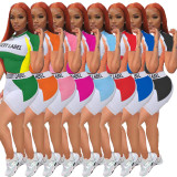 Letters and color printing short-sleeved shorts sports suit MN8351