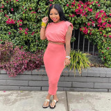 European and American women's 21 summer two-piece suit sleeveless padded T-shirt one-step skirt all-