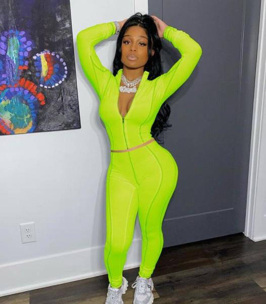 Fashion Zipper V-Neck Long Sleeves Mini Top With Trousers Two Piece Sets MY167