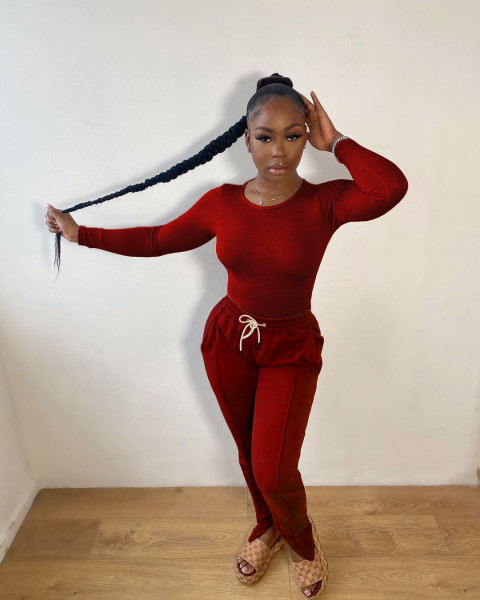 Casual Round Neck Long Sleeves Top With Strappy Drawstring Trousers Two Piece Sets CY8059