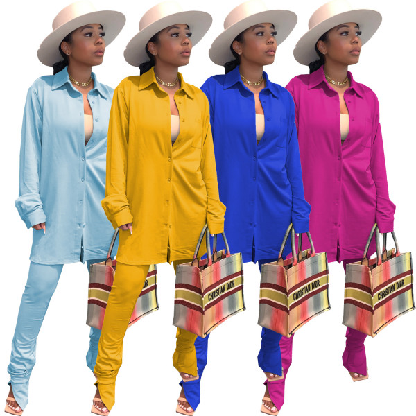 Womens shirt set long two-piece long sleeve long sleeve basic style hot autumn and winter AL145