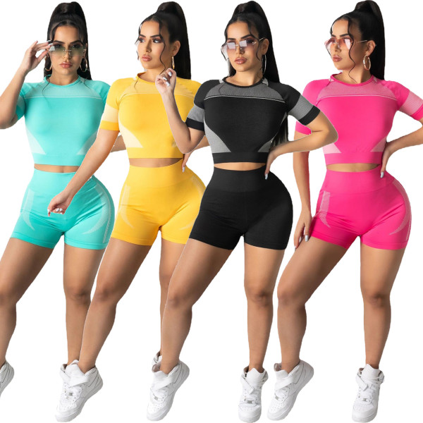 Fashion printed slim yoga suit R6415