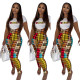 Fashion Letter Printed Round Neck Short Sleeves T-Shirt With Hole Trousers Two Pieces Sets  L713