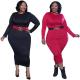 Solid color tight-fitting buttocks sexy autumn/winter long plus size Womens dress OSS20972