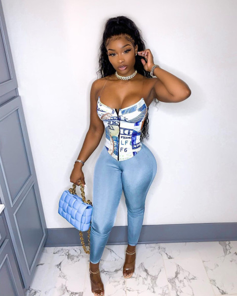 Two-piece Slim Sling Set with USD Print LY010