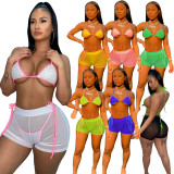 Hot diamond sexy mesh beach bikini set three-piece suit LML213