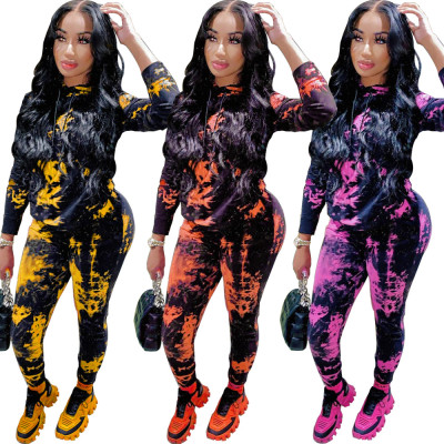 Tie-dye hooded two-piece suit YH5194