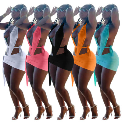 Womens fashion sexy summer bikini hanging neck bag hip swimsuit suit two-piece TK6166