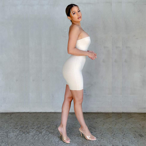 Women's sexy one-shoulder strap pit strip tight-fitting jumpsuit FFT1090