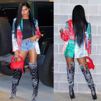 Fashion Pattern Printed Long Sleeves Jacket W922