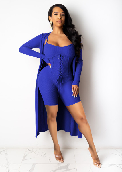 Womens solid color suspenders, eyelets tied sexy jumpsuit Q774