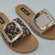 Large size Womens shoes fashion big buckle fish mouth low heel one foot pedal sandals and slippers f