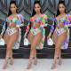 Fashion sexy printed cloak + bikini three-piece swimsuit CM2113
