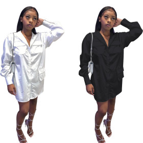 Sexy tooling pocket shirt dress C3048