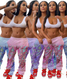 Personalized positioning cashew flower print casual pants LY5892