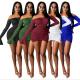 Sexy Off Shoulder Backless Long Flared Sleeves Pleated Drawstring Mini Dress WMZ2610