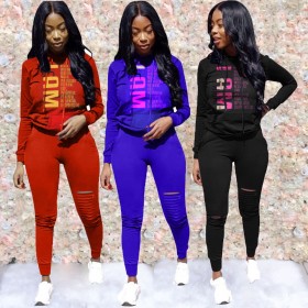 Womens sports burning flower printing suit two-piece suit JR3581