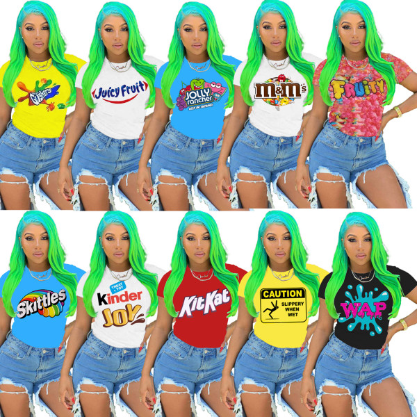 Fashion casual printed short-sleeved T-shirt LML203