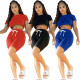 Sexy nightclub summer hot sale solid color two-piece short top and shorts Q1094
