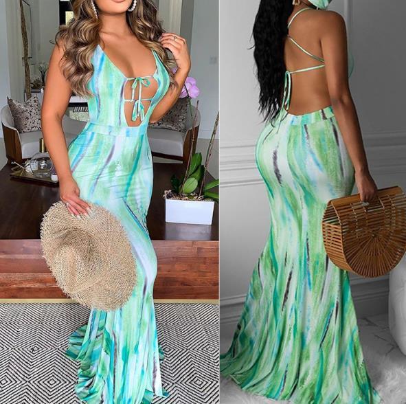 Sexy halter slim wrap hip dress HC717