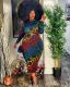 Plus size long digital print dress SJ5276