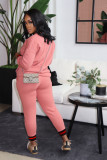 Casual Letter Printed Round Neck Long Sleeves Top With Drawstring Trousers Two Pieces Sets TH3578