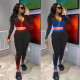 Womens positioning printing long-sleeved sports suit two-piece TM5007
